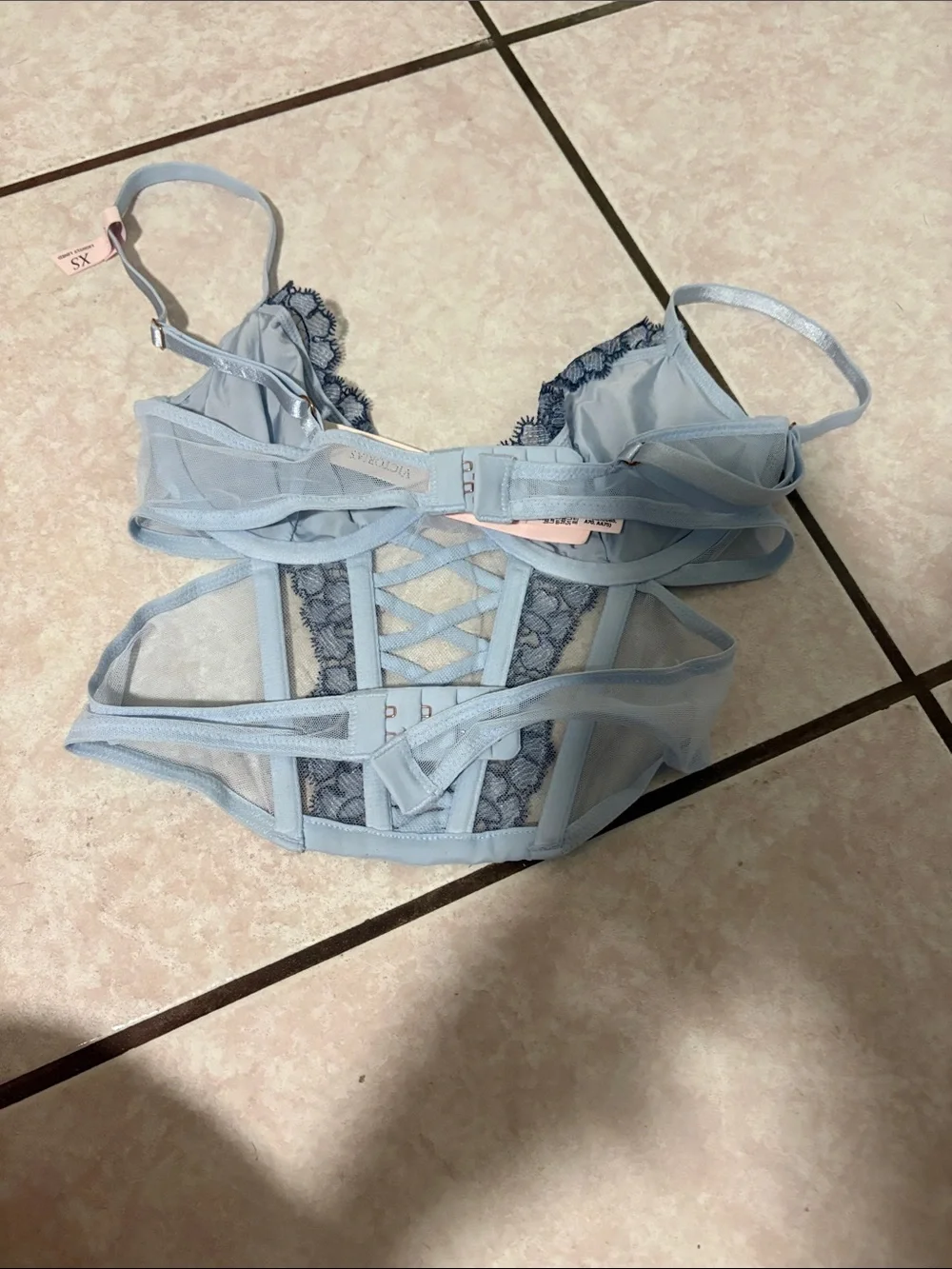 Victoria's Secret Light Blue Lace & Mesh Bodysuit - Picture 4 of 4